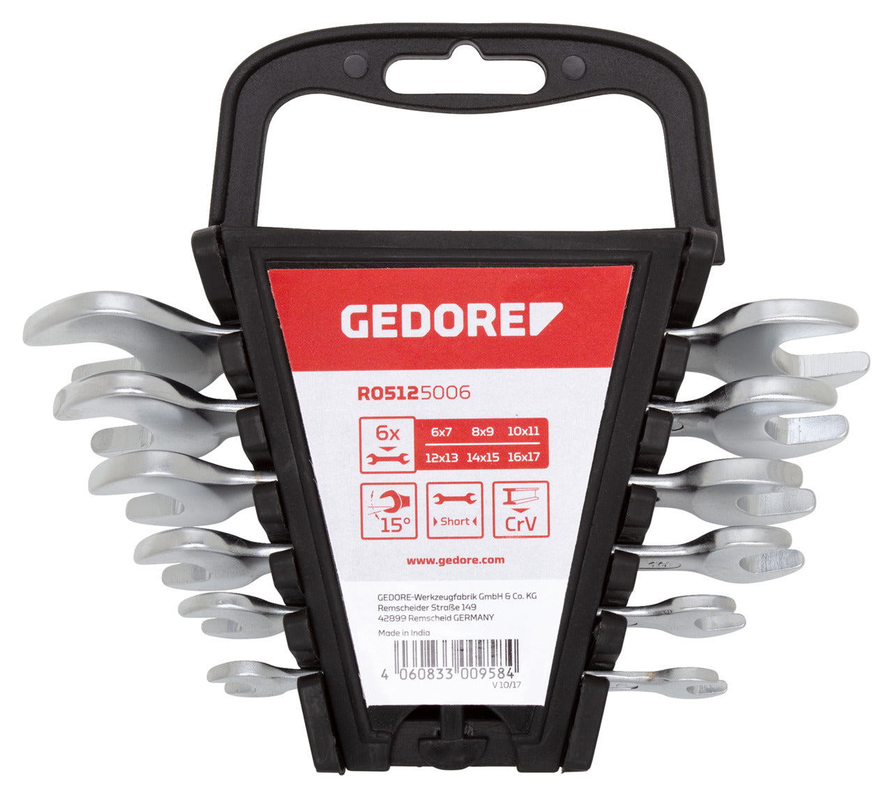GEDORE red R05125006 - Jeu de 6 clés plates courtes, 6-17 mm