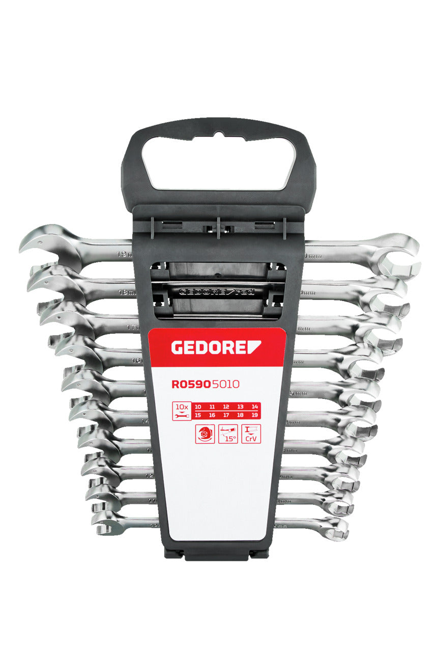 GEDORE red R05905010 - Jeu de 10 clés mixtes à cliquet ouvertes, 10-19 mm