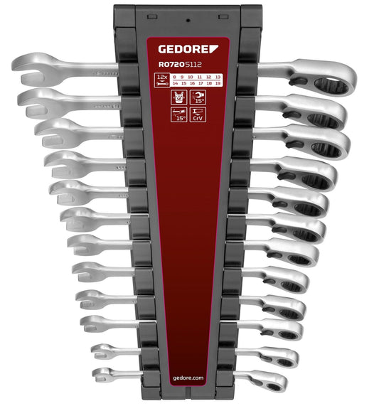 GEDORE red R07205112 - Jeu de 12 clés mixtes à cliquet 8-19 mm