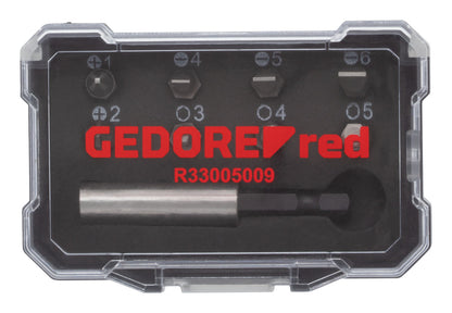 GEDORE red R33005009 - Jeu de 9 embouts 1/4" PH+SL+hexagonaux avec porte-embouts magnétique.