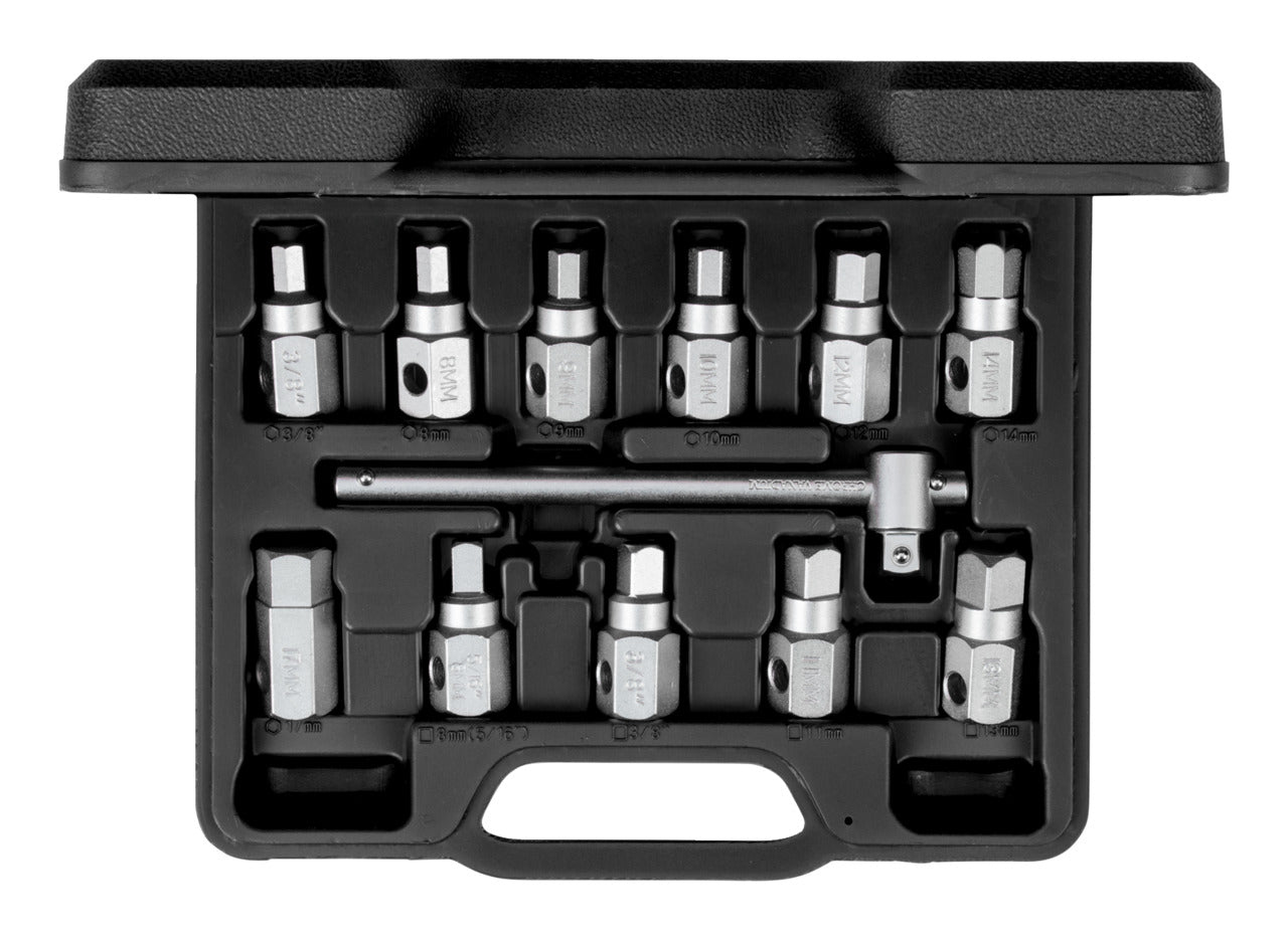 GEDORE red R15553004 - Jeu de clés pour vidange d'huile, poignée coulissante 3/8", 12 pièces
