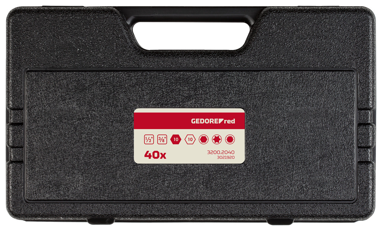 GEDORE red R35003040 - Coffret de douilles à embouts de 10 mm TX+XZN+hexagonales, 40 pièces