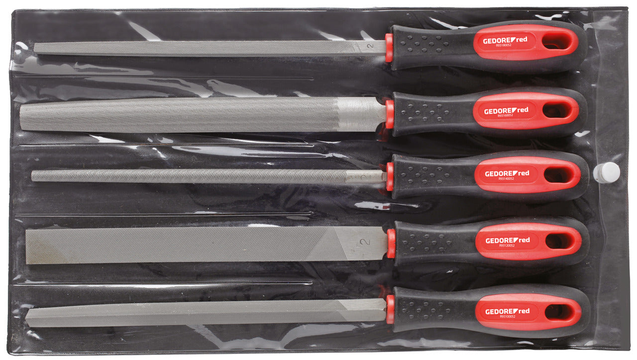 GEDORE red R93000005 - Jeu de limes 3 faces + 4 faces + plates + rondes + demi-rondes 5 pièces