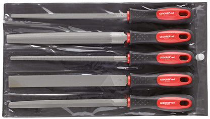 GEDORE red R93000005 - Jeu de limes 3 faces + 4 faces + plates + rondes + demi-rondes 5 pièces