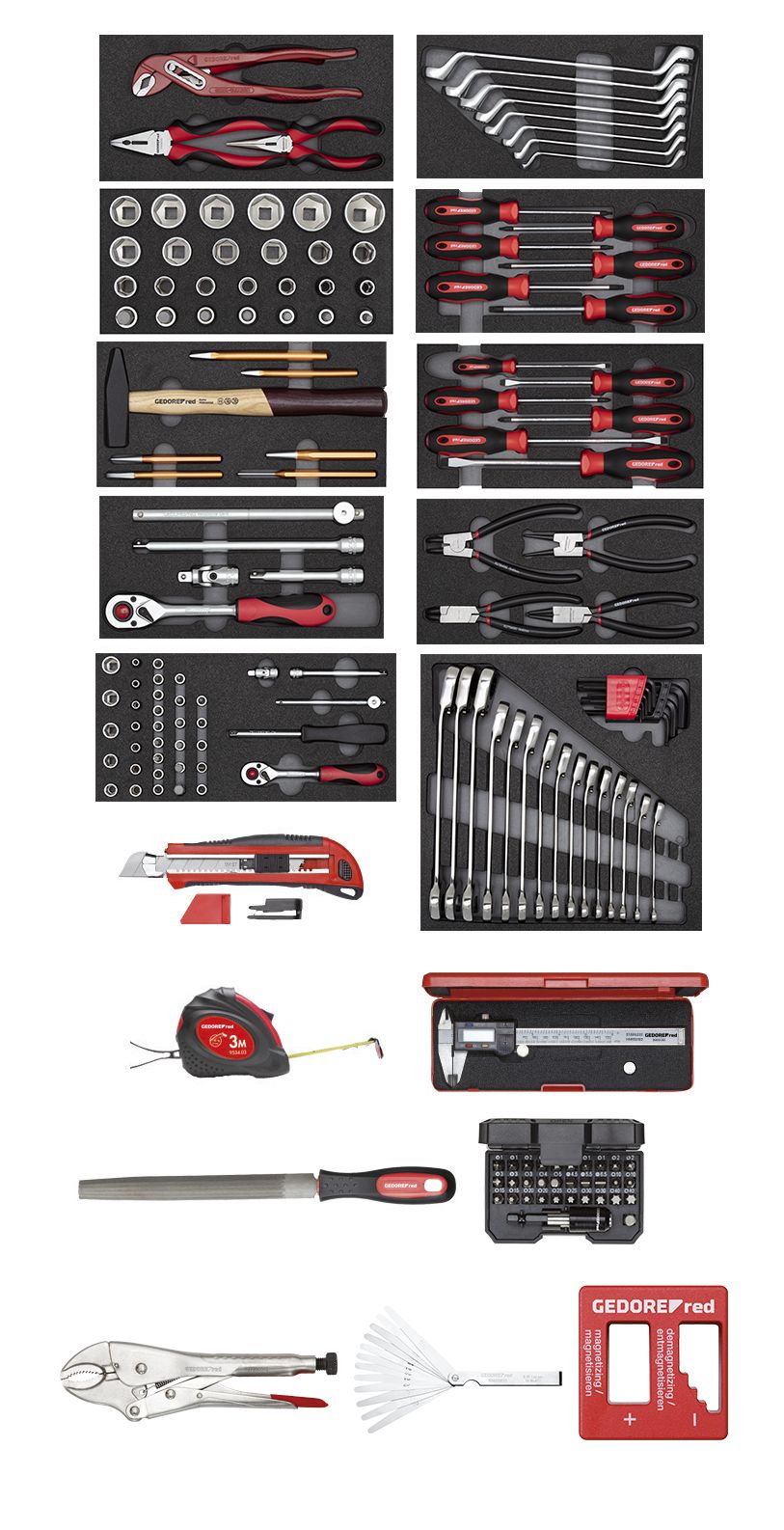GEDORE red R21562002 - Carro de taller MECHANIC negro con surtido de 166 herramientas