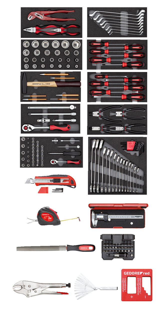 GEDORE red R21010002 - Jeu d'outils en 11 modules plastiques, 167 pièces
