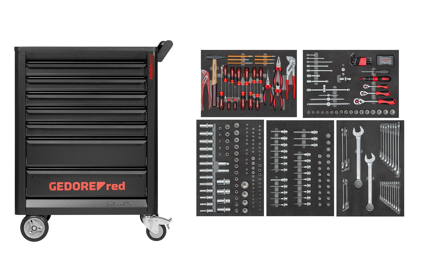 GEDORE red R22071005 - Chariot à outils GEDMaster avec assortiment de 272 outils