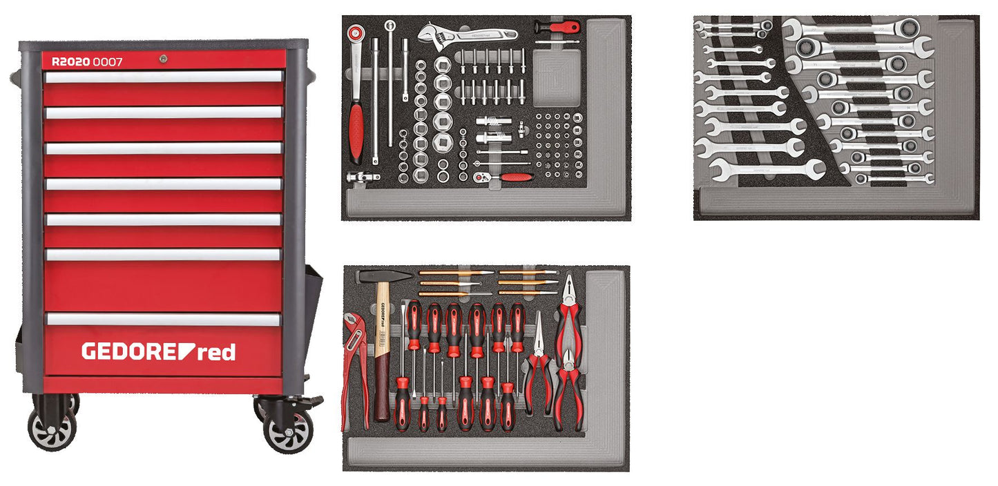 GEDORE red R22071004 - Carro de taller WINGMAN con surtido de 129 herramientas