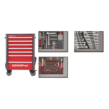 GEDORE red R22071004 - Chariot d'atelier WINGMAN avec assortiment de 129 outils