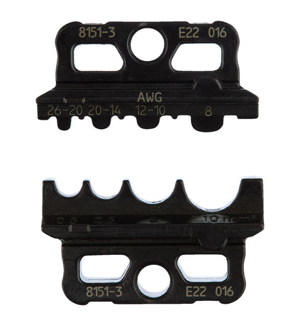 8151-3 - Juego de matrices de engarce f. unisol. Conector de engarce: Dos matrices de engarce con escala AWG