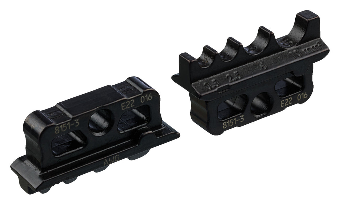 8151-3 - Juego de matrices de engarce f. unisol. Conector de engarce: Dos matrices de engarce con muescas escalonadas