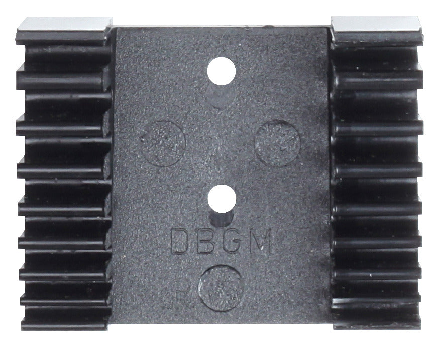 E-PH 6-8 L - Soporte de plástico, vacío: Soporte plástico negro dentado con dos orificios centrales de montaje