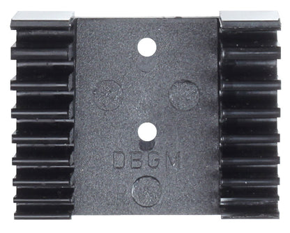 E-PH 6-8 L - Soporte de plástico, vacío: Soporte plástico negro dentado con dos orificios centrales de montaje