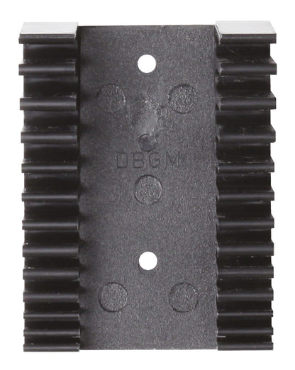 E-PH 6-12 L - Soporte de plástico, vacío: Pieza de plástico negro con bordes dentados y dos orificios de fijación