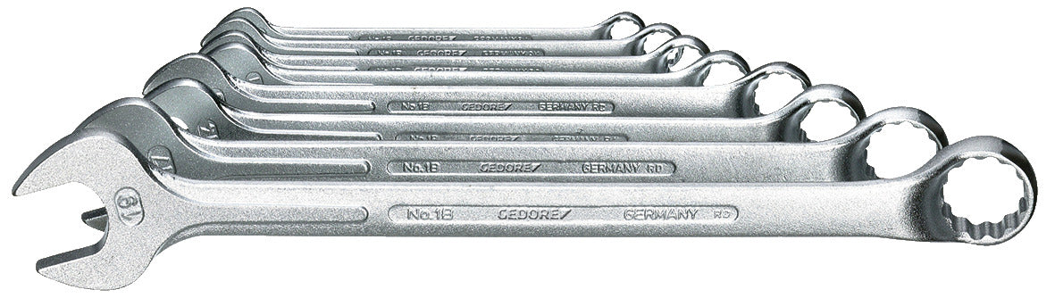 Juego de llaves combinadas acodadas 8 pzas 8-19 mm: Juego de llaves combinadas de distintos tamaños en abanico