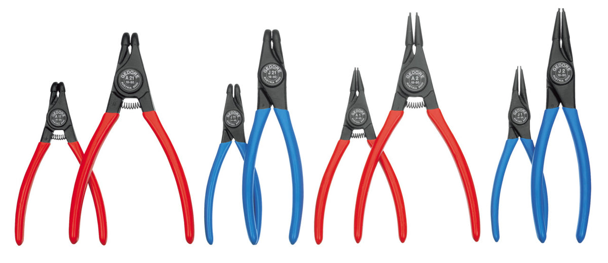 Los ocho alicates para circlips del juego Gedore S 8008