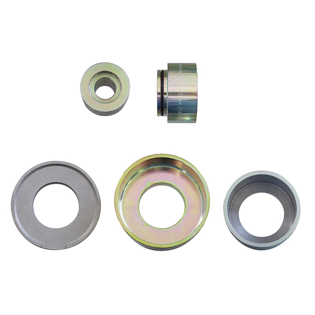 KL-0041-802 - Conjunto de mangas: Cinco anillos y casquillos metálicos de distintos diámetros y acabados