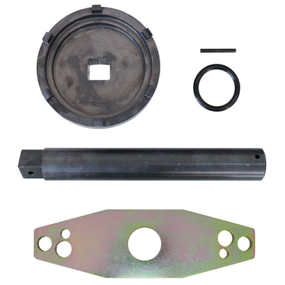 KL-1020-42 - Tuerca de bloqueo, ZF-Axle, Ø 122,5mm: Casquillo dentado con cuadradillo, varilla, arandela, barra