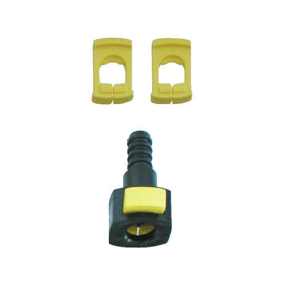 KL-0124-4106 - Conexión de manguera: Conector de manguera negro con pinza amarilla y dos clips de repuesto amarillos