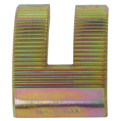 KL-0169-1001 - Adaptador para KL-0169-1: Pieza metálica dorada con ranuras estriadas y muesca central en U