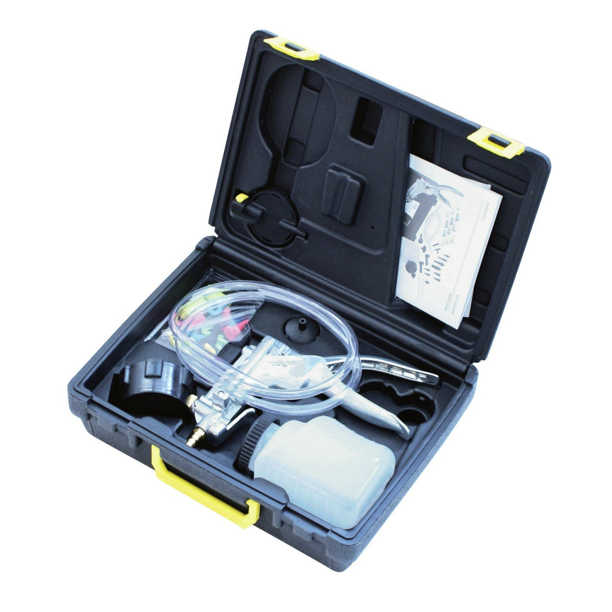 KL-0124-41 K - Bomba manual para presión positiva y negativa en la caja: Maletín abierto con pistola purgadora, mangueras
