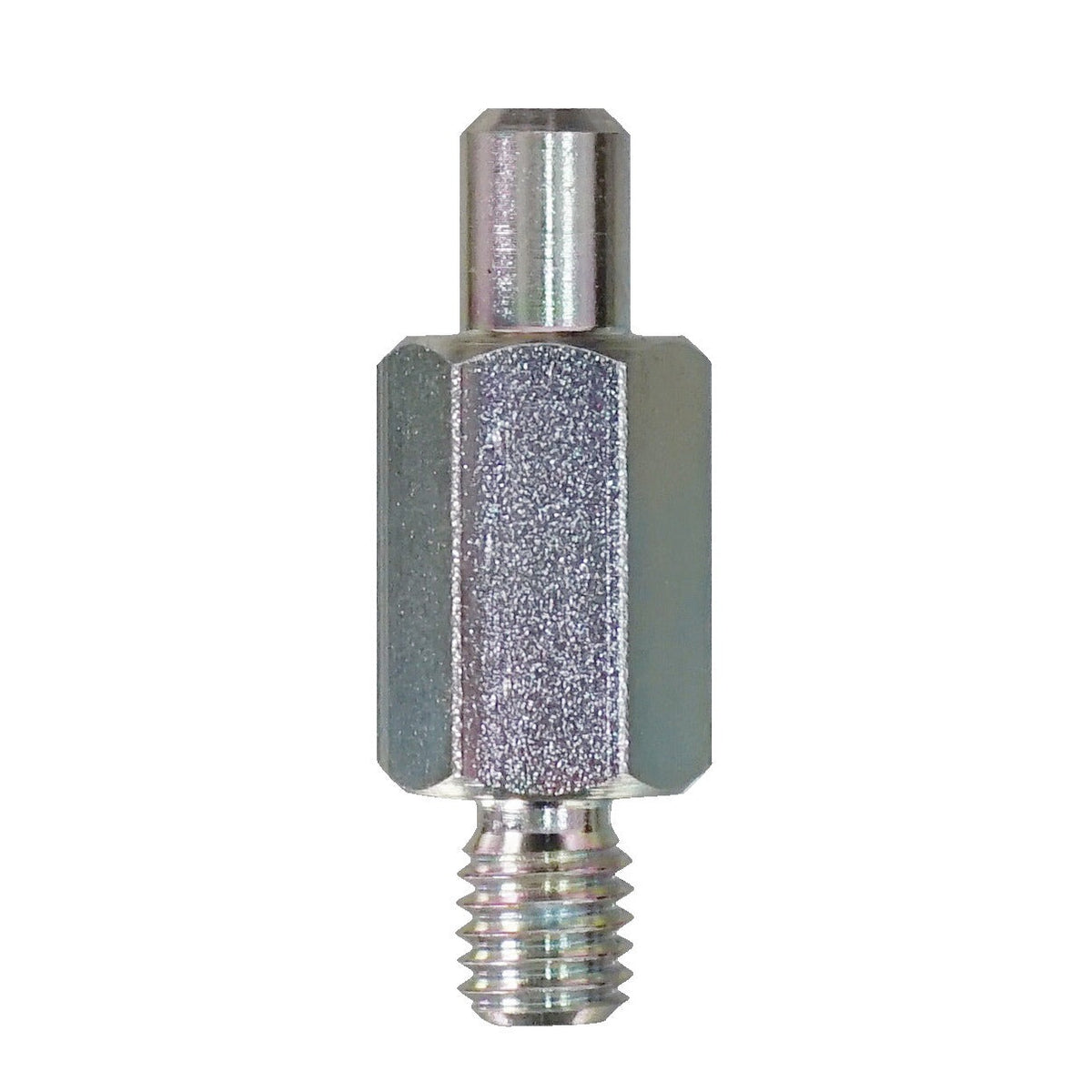KL-0029-1222 - Perno con espiga 20mm: Perno metálico con hexágono central, espiga lisa y rosca en extremos opuestos