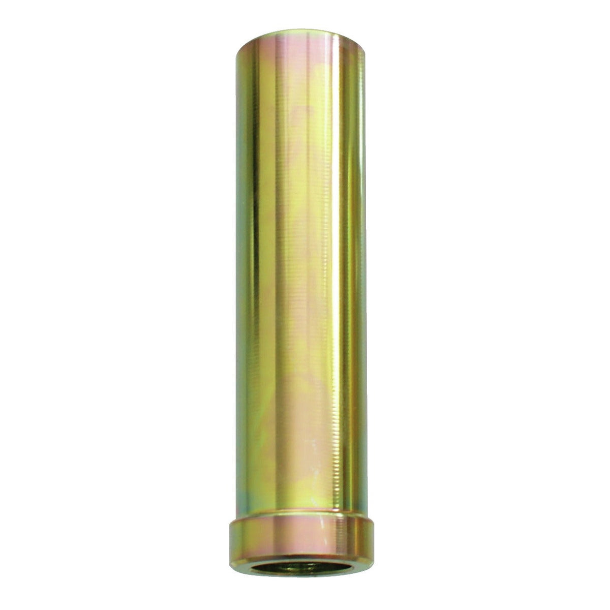 KL-0039-1802 - Casquillo de centrado largo Ø27,4: Casquillo cilíndrico metálico dorado con extremos abocardados
