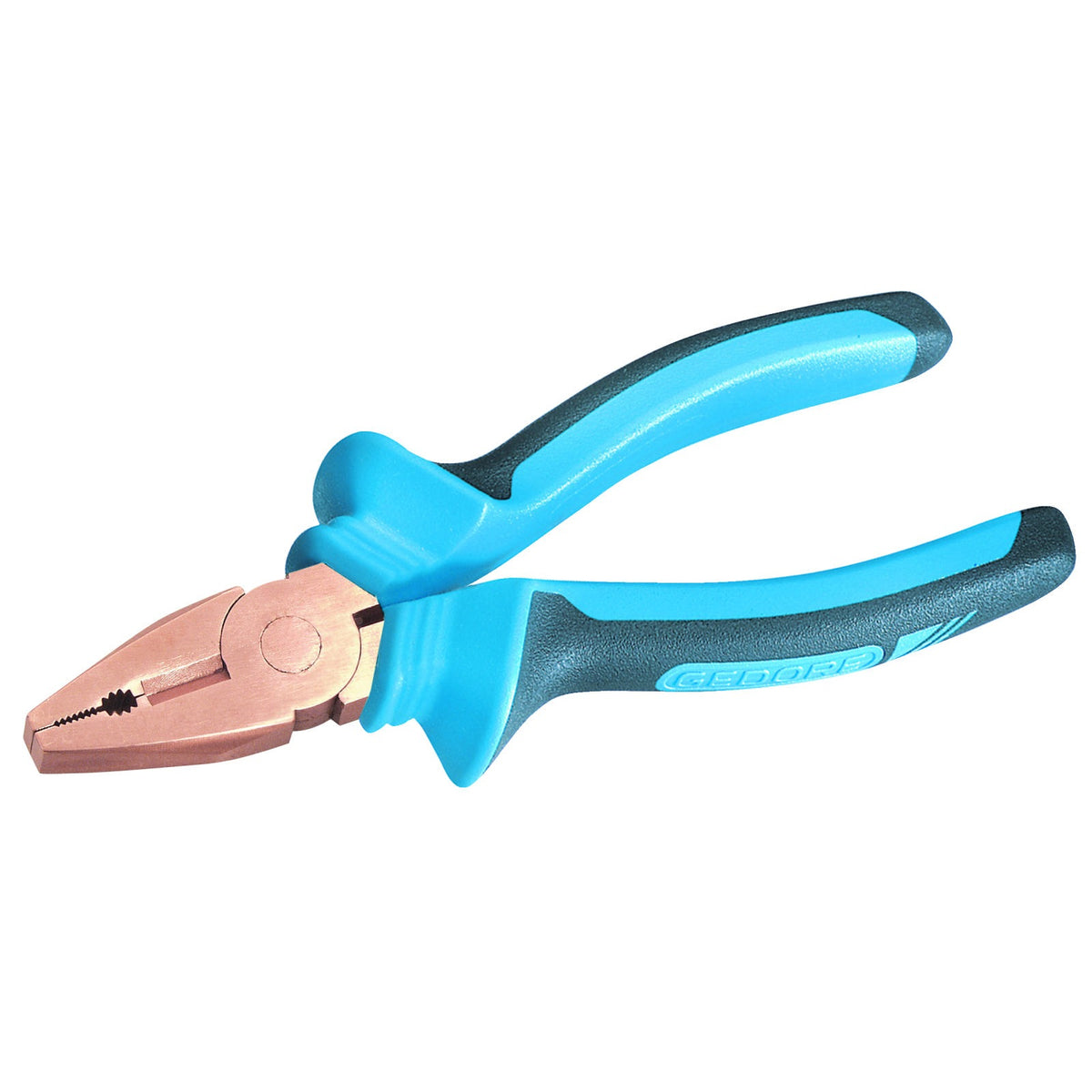 Alicate universal 160 mm ATEX: Alicate universal de mordazas cobreadas y mango bicomponente azul y negro
