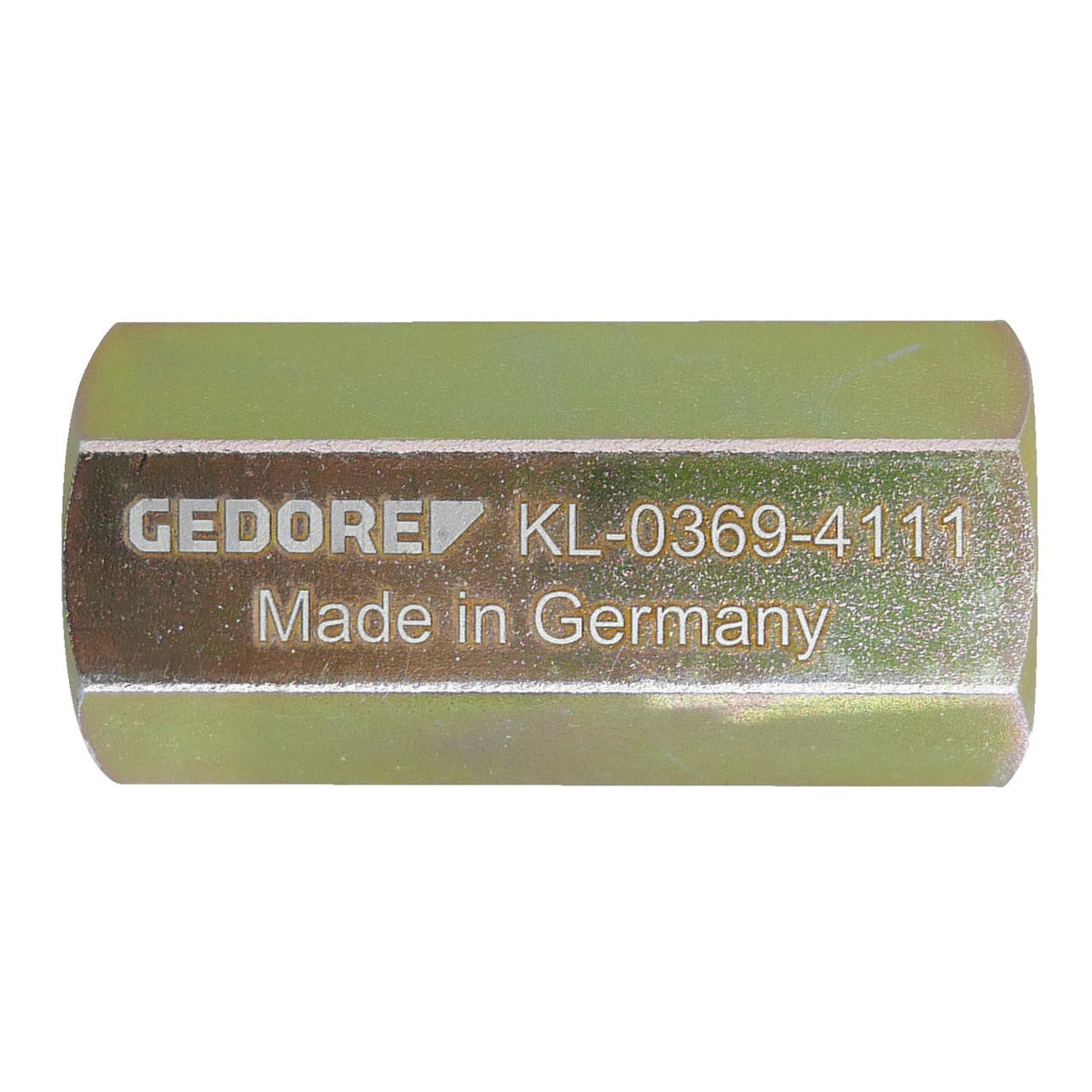 KL-0369-4111 - Adaptador extractor de boquillas M18 a M16x1,5: Manguito hexagonal metálico con grabado de marca y referencia