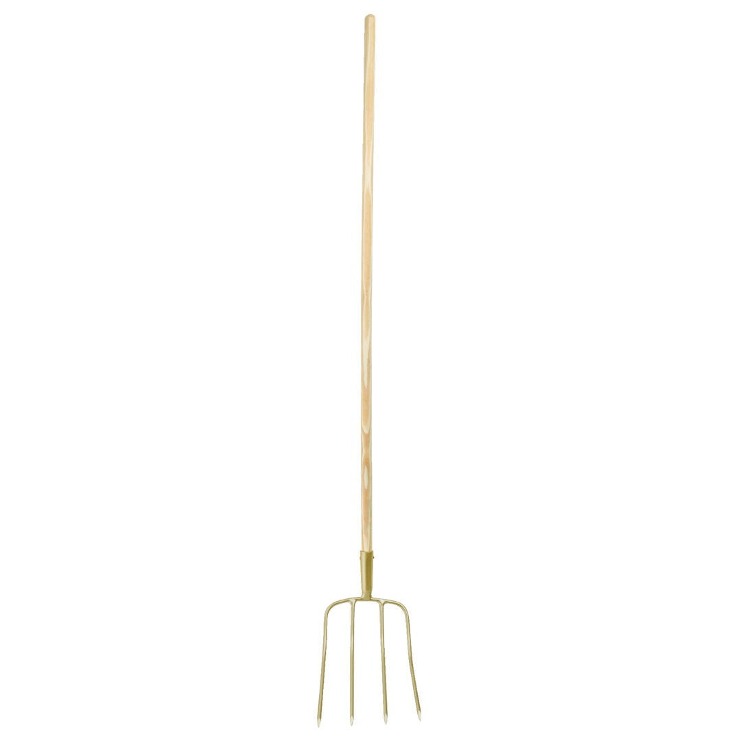 Horquilla estiércol 1600mm: Horquilla de cuatro púas con mango largo de madera