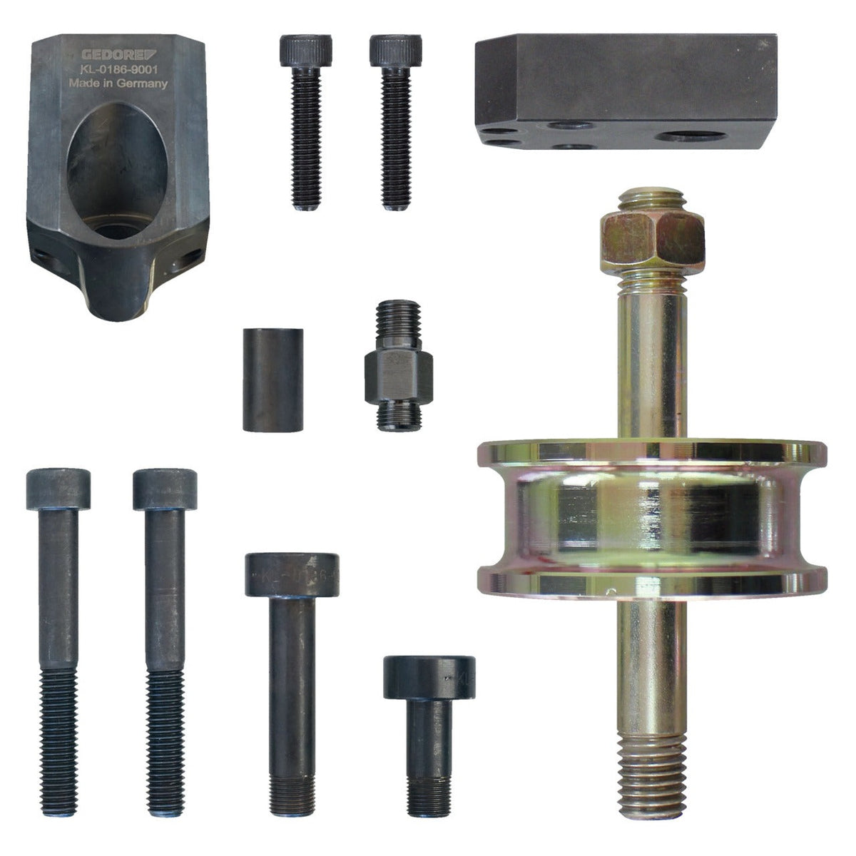 KL-0186-901 A - Extractor de inyectores con extractor de impacto, M12x1: Juego de extractor con soporte, tornillos