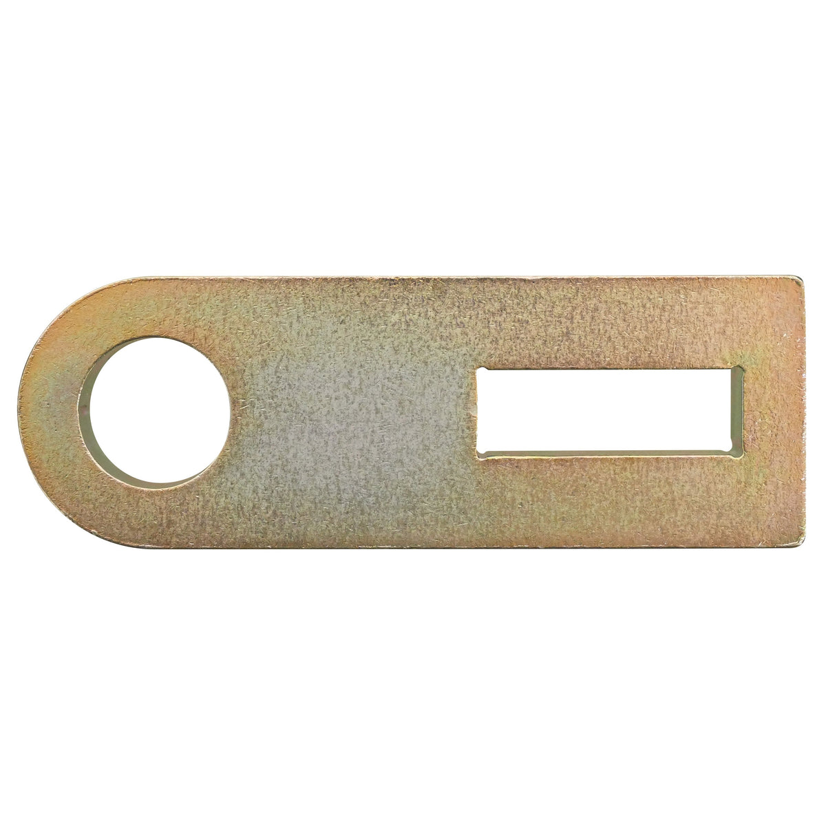 KL-1029-3001 - plato base: Placa metálica dorada con orificio circular y ranura rectangular