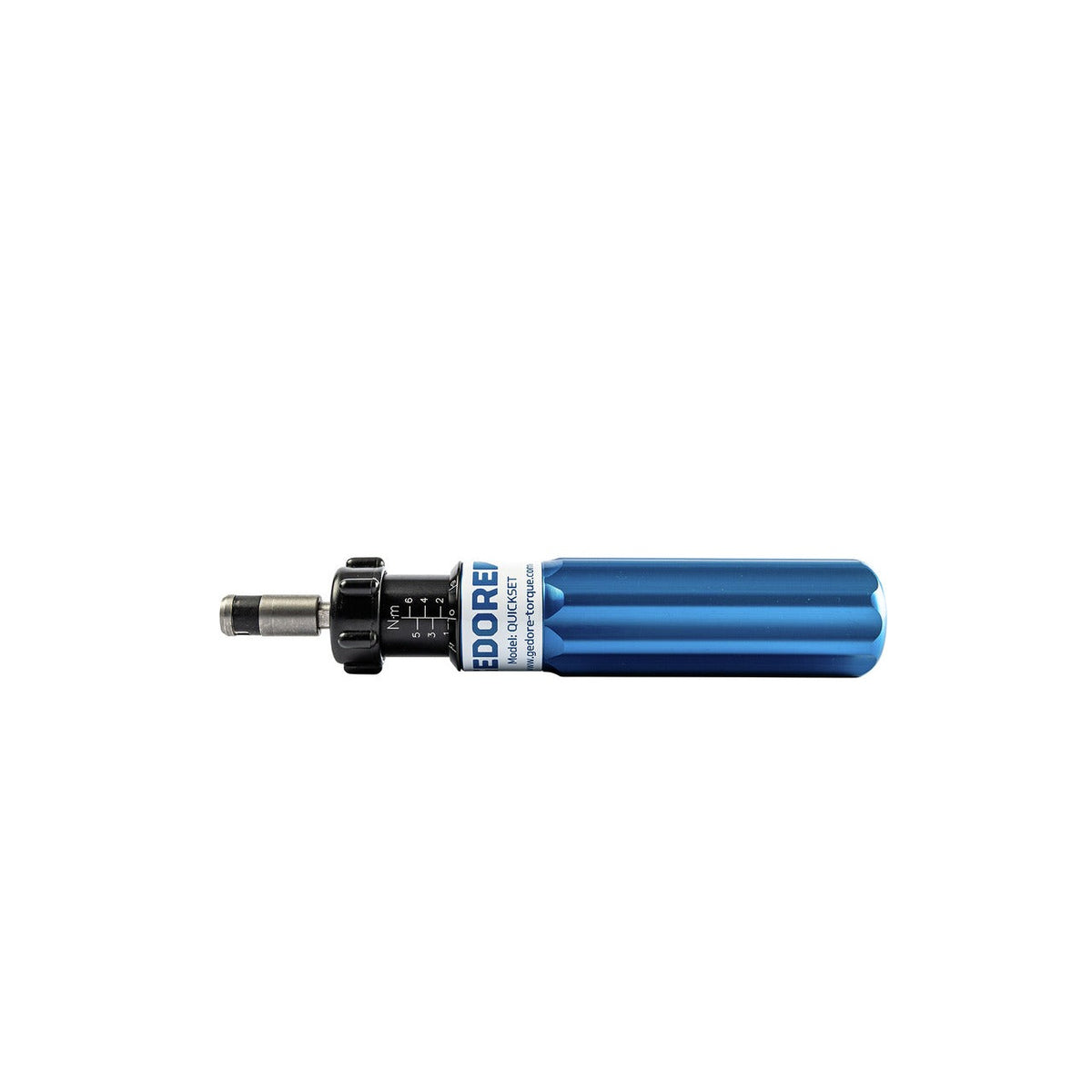 QS 50 FH - Destornillador de torque 1/4" 016600: Destornillador de torque con mango azul acanalado y anillo graduado negro