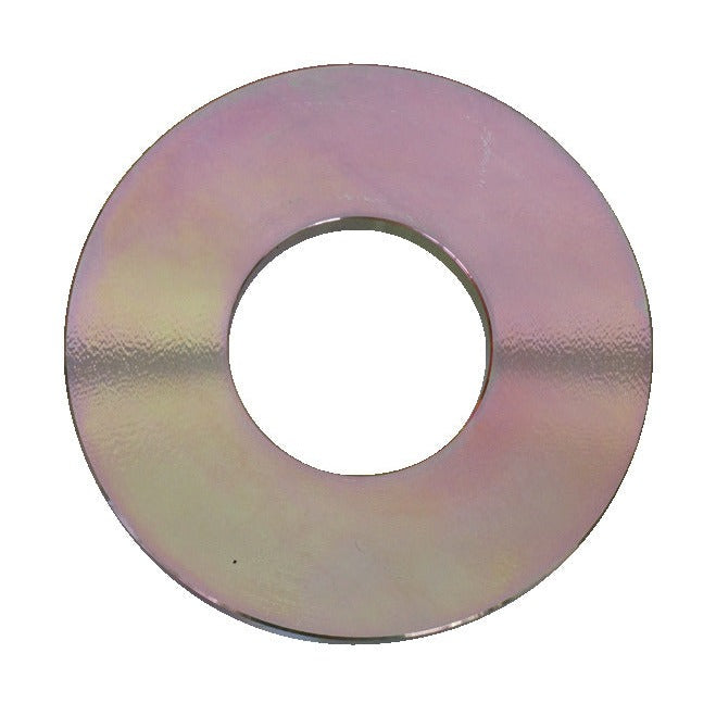 KL-0500-7111 - Anillo de presión Ø10: Arandela metálica plana con acabado irisado y orificio central circular
