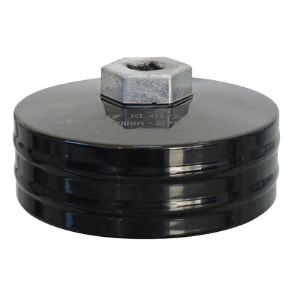KL-0122-219 B - Manga del filtro de aceite Aluminio SW76, revestido: Vaso cilíndrico negro con hexágono metálico central