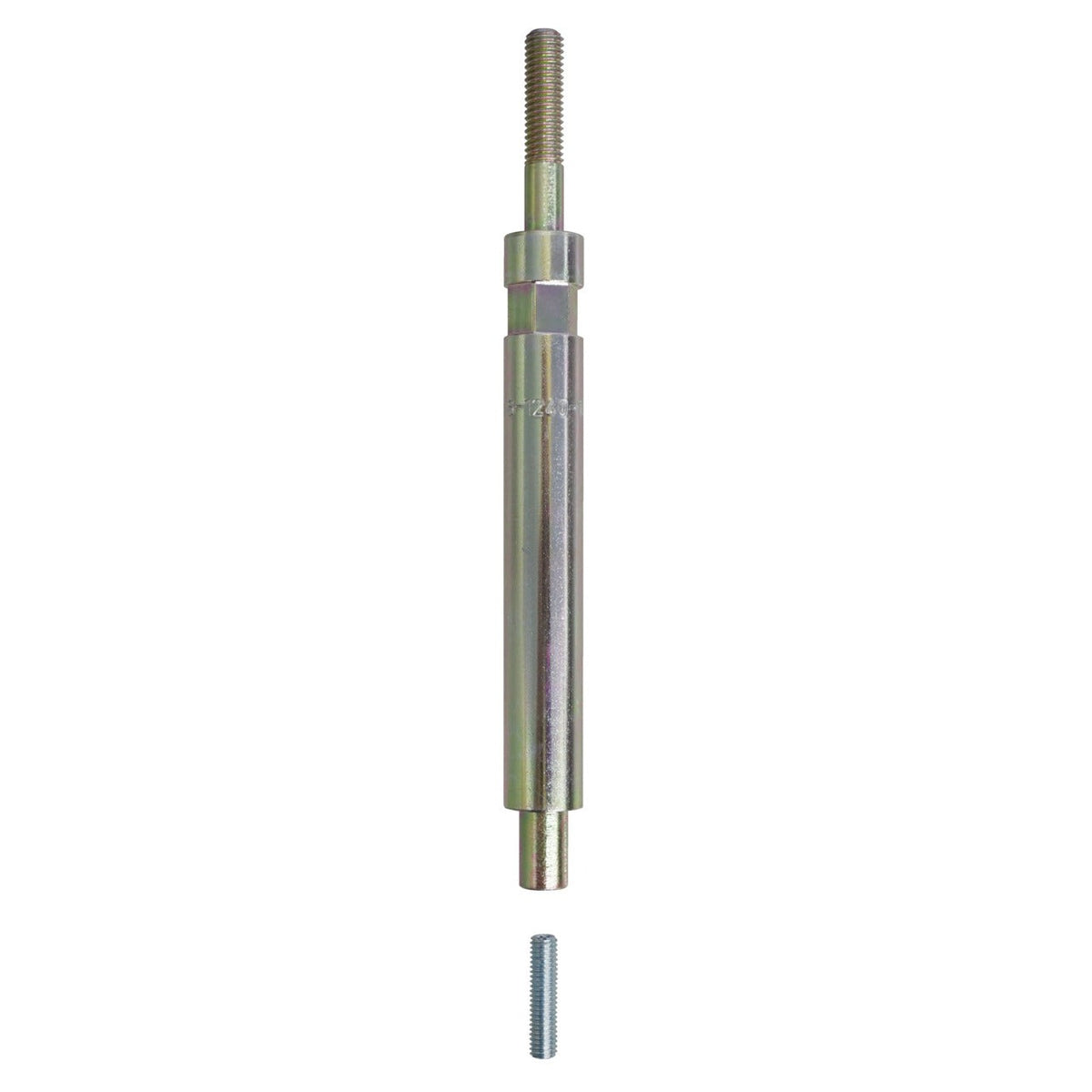 KL-0186-1240-1 - Perno de soporte 170mm: Vástago metálico cilíndrico con extremo roscado y tornillo suelto