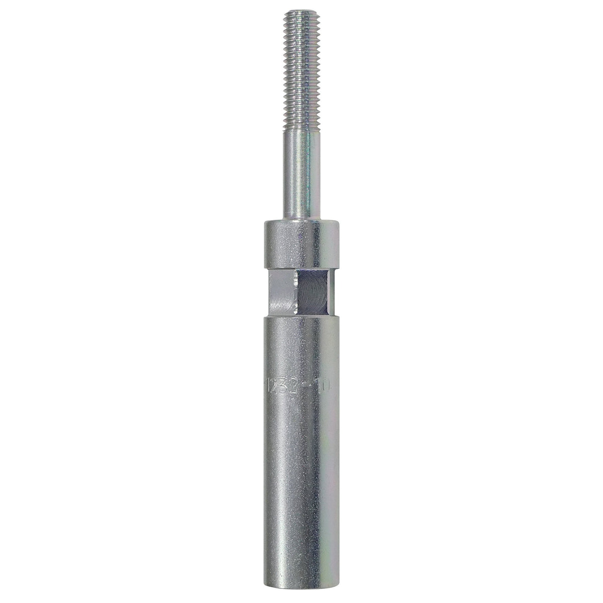KL-0186-1232-10 - Perno de soporte 120mm: Perno metálico con extremo roscado y cuerpo cilíndrico grabado