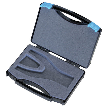 KL-0190-5090 - Caja de plástico vacía: Maletín de plástico negro abierto con espuma recortada en su interior