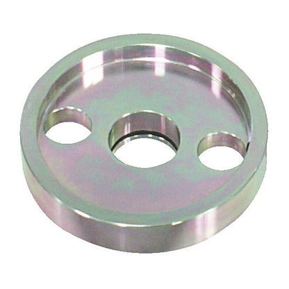 KL-1002-1011 - Adaptador de montaje para cilindro hidráulico. con 89mm: Disco metálico circular con tres orificios