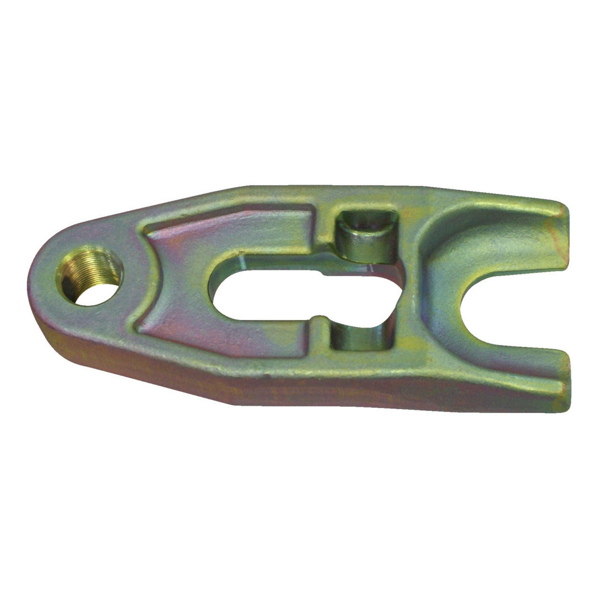 KL-0165-3001 - Horquilla 30mm: Horquilla metálica con acabado dorado, orificio pasante y dos pasadores centrales