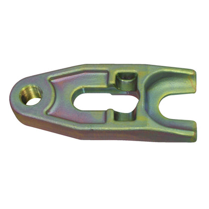 KL-0165-3001 - Horquilla 30mm: Horquilla metálica con acabado dorado, orificio pasante y dos pasadores centrales