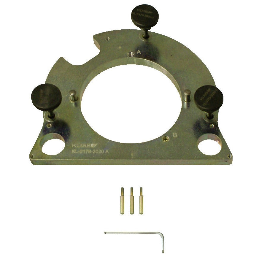 KL-0178-3020 A - plancha de impresión: Placa metálica con orificio central, tres pomos, pasadores y llave hexagonal