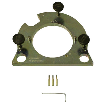 KL-0178-3020 A - plancha de impresión: Placa metálica con orificio central, tres pomos, pasadores y llave hexagonal