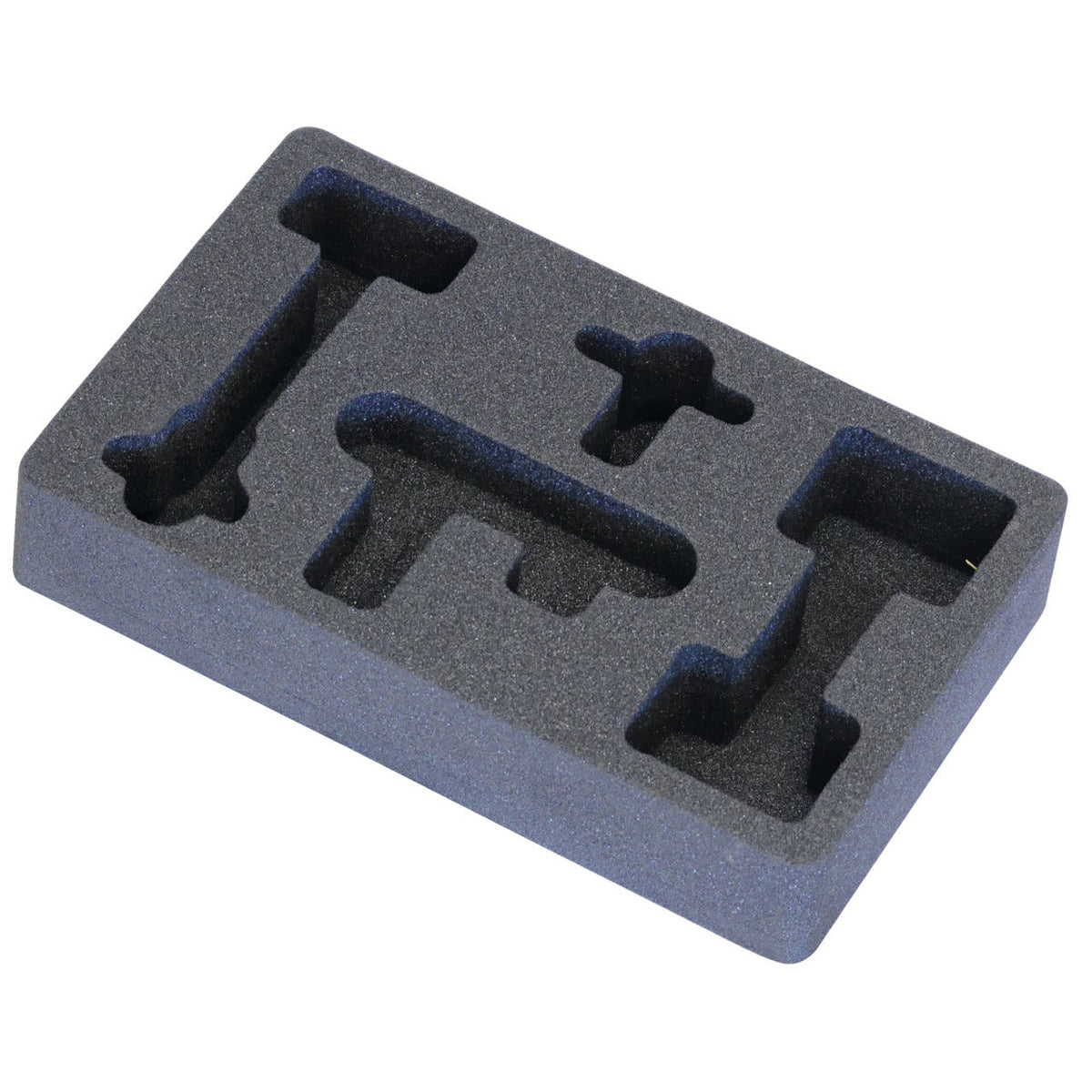 KL-0033-3090-1 - Inserto de espuma: Bloque de espuma gris con cinco cavidades para herramientas de forma variada