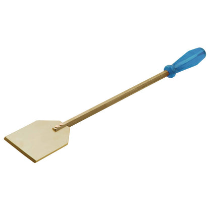 Rasqueta con mango 480 mm ATEX: Rasqueta de hoja plana con mango largo y empuñadura azul