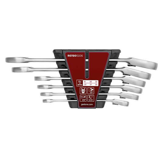 GEDORE red R07205106 - Jeu de 6 clés mixtes à cliquet, 8-19 mm