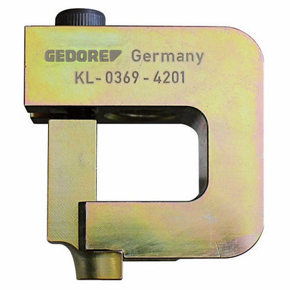 KL-0369-420 - Extractor de boquillas: Herramienta metálica dorada en forma de C con tornillo superior