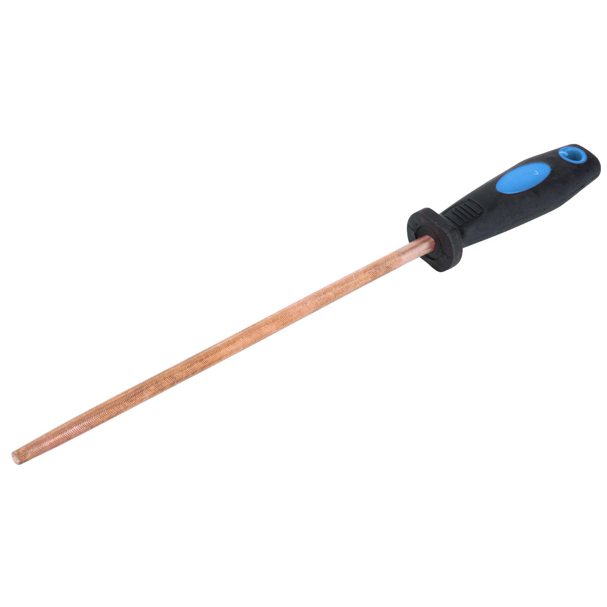 Lima redonda, entrefina 3 ATEX: Lima redonda con mango bicomponente negro y azul