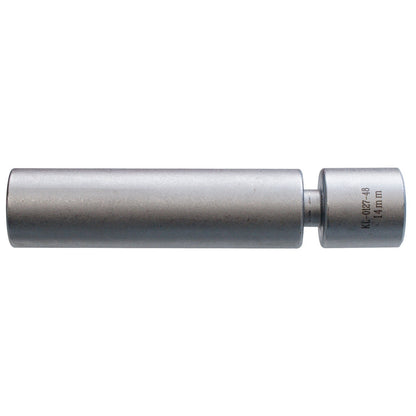 KL-0127-48 - Llave de vaso para bujías con junta SW14: Vástago metálico cilíndrico con extremo hexagonal marcado 14 mm