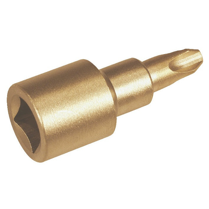 Vaso destor 1/2" philips PH 1: Vaso hexagonal con punta de destornillador Phillips integrada, acabado dorado